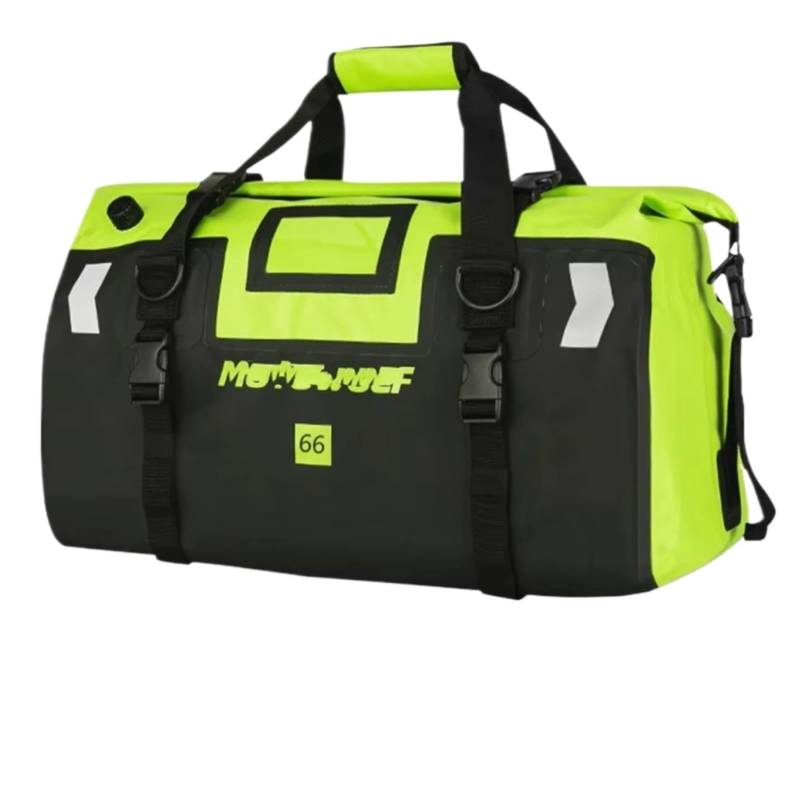 CLWYWUL Motorrad Hecktasche Universal Motorrad Roller Sport Gepäck Pack 66L 40L Motorrad wasserdichte Hecktaschen Rücksitz Taschen Radfahren Camping Reisetasche(66Lfluorescent Green) von CLWYWUL