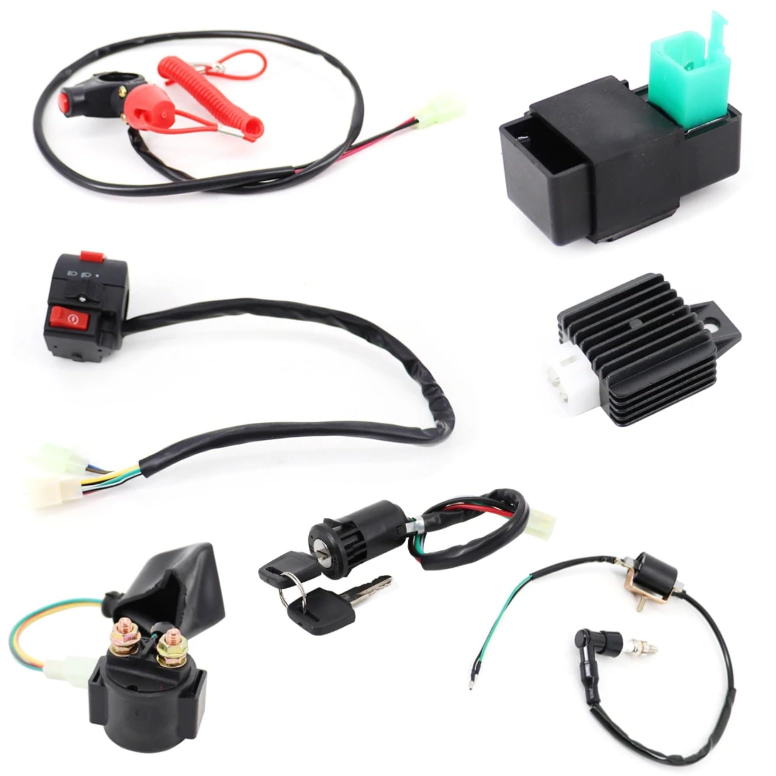 CLWYWUL Regler Gleichrichter Motorrad Magnet Zündspule Gleichrichter Kabelbaum Webstuhl 50cc 110cc Für 125cc Pit Quad Dirt Bike ATV Motorrad Teile(1 Set) von CLWYWUL