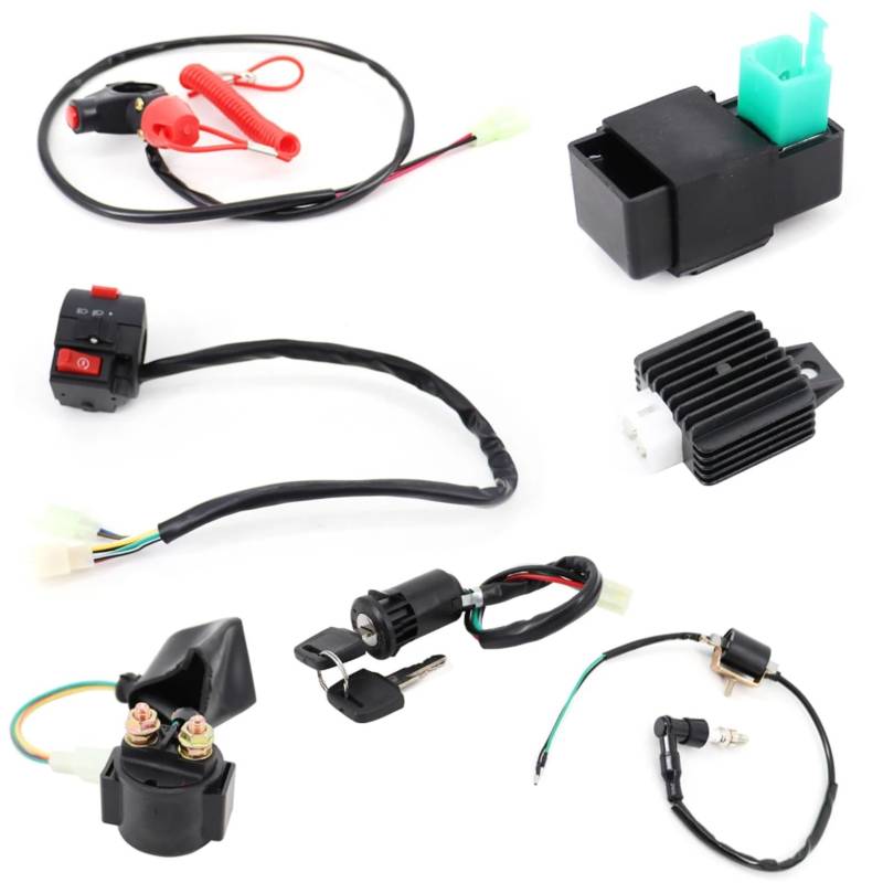 CLWYWUL Regler Gleichrichter Motorrad Magnet Zündspule Gleichrichter Kabelbaum Webstuhl 50cc 110cc Für 125cc Pit Quad Dirt Bike ATV Motorrad Teile(1 Set) von CLWYWUL