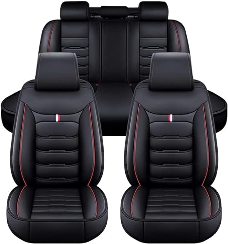 CMECH Sitzbezüge Autos für Audi A1 8X Sportback A3 8L Sportback A3 8V Sportback A4 B9, kompatibel mit Seitenairbag weich, bequem, atmungsaktiv, Schutz für Autositze 5 Sitze,B/Red von CMECH