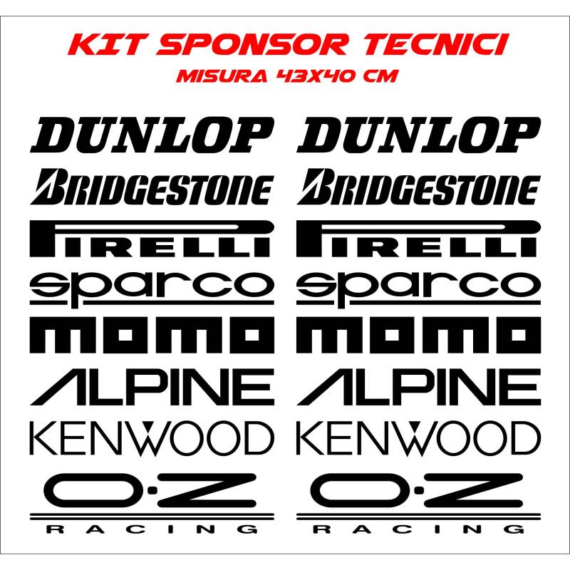 Aufkleber Car Kit Technical Sponsors Tuning Universal Black für alle Autos von CMR Design Co