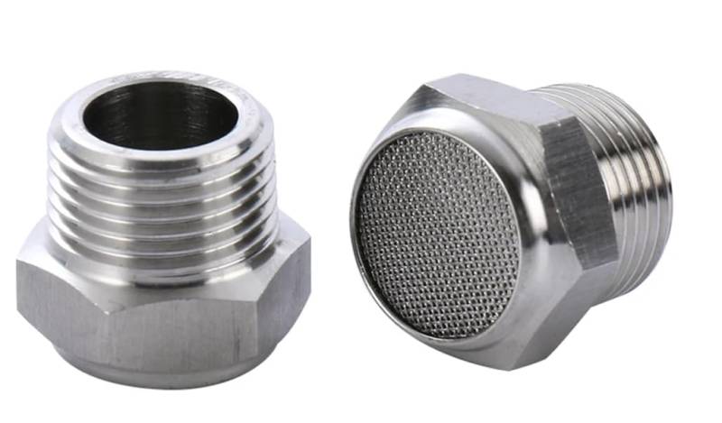 Pneumatik-Schalldämpfer VA Edelstahl 3/8" Druckluftdämpfer V2A 1.4301 kurze Bauform von CNCTEC