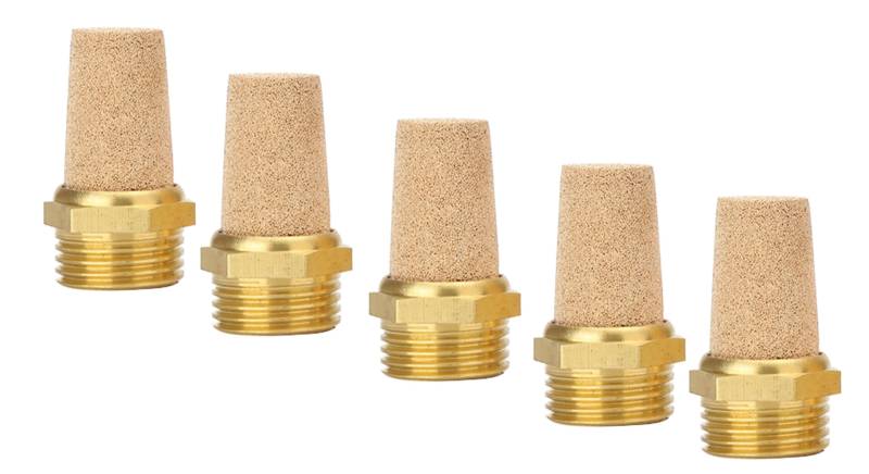 Pneumatik Schalldämpfer aus Sinterbronze 1/2" 2er, 5er oder 10er Set Industriequalität (5, 1/2") von CNCTEC