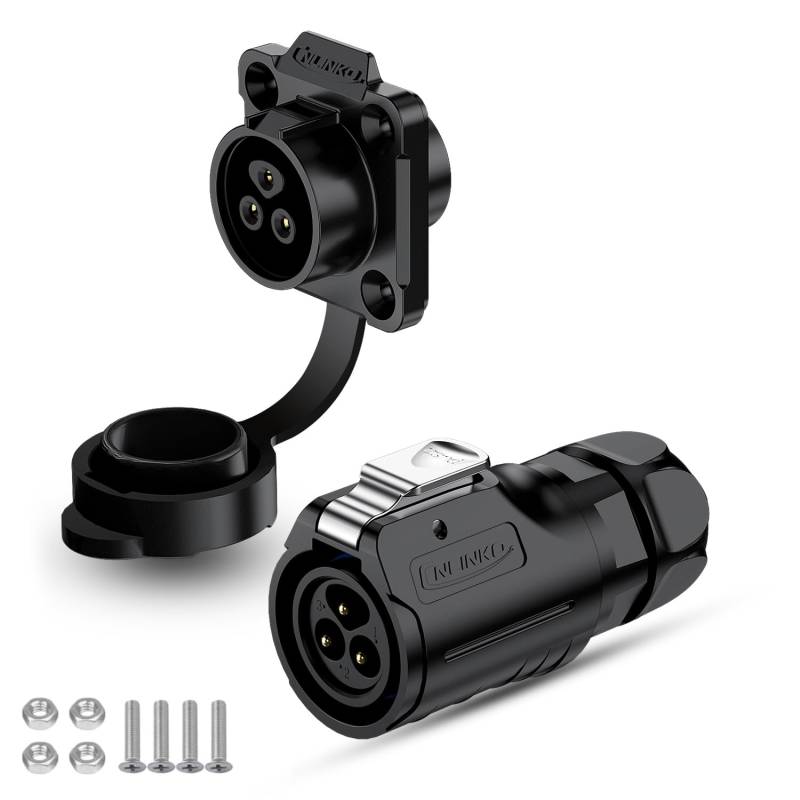 CNLINKO LP-16 Industrieller Wasserdichter Steckverbinder IP68 Rundsteckverbinder Schnellverschluss Luftfahrtstecker PBT-Gehäusestecker Aviation-Anschluss M16 2-9 Polig Flanschdose (3 Polig) von CNLINKO