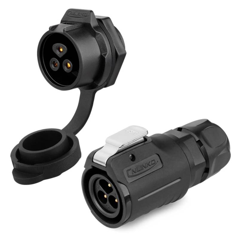 CNLINKO LP-16 Industrieller Wasserdichter Steckverbinder IP68 Rundsteckverbinder Schnellverschluss Luftfahrtstecker PBT-Gehäusestecker Aviation-Anschluss M16 2-9 Polig Gewindebuchse (3 Polig) von CNLINKO