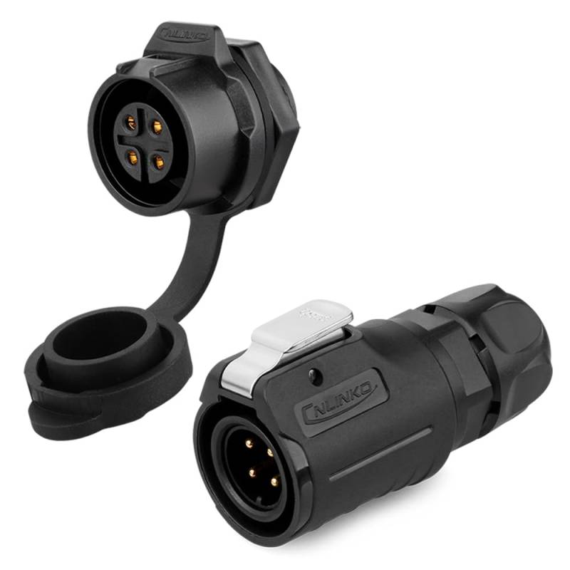 CNLINKO LP-16 Industrieller Wasserdichter Steckverbinder IP68 Rundsteckverbinder Schnellverschluss Luftfahrtstecker PBT-Gehäusestecker Aviation-Anschluss M16 2-9 Polig Gewindebuchse (4 Polig) von CNLINKO