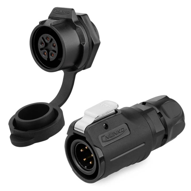 CNLINKO LP-16 Industrieller Wasserdichter Steckverbinder IP68 Rundsteckverbinder Schnellverschluss Luftfahrtstecker PBT-Gehäusestecker Aviation-Anschluss M16 2-9 Polig Gewindebuchse (5 Polig) von CNLINKO