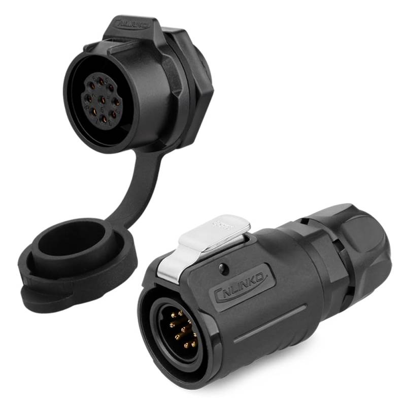 CNLINKO LP-16 Industrieller Wasserdichter Steckverbinder IP68 Rundsteckverbinder Schnellverschluss Luftfahrtstecker PBT-Gehäusestecker Aviation-Anschluss M16 2-9 Polig Gewindebuchse (9 Polig) von CNLINKO