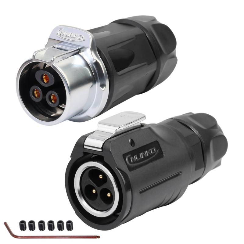 CNLINKO LP-20 3-Poliger Wasserdichter Stecker mit Schraubdesign, IP68 Aviation Rundstecker, M20 Stecker und Buchse Paar (LP20 3-Polig Schraubverbindung) von CNLINKO