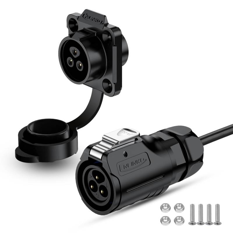 CNLINKO LP16 3-Polig Wasserdichter Stecker mit 1 Meter Kabel, IP68 Elektrischer Rundsteckverbinder für den Außenbereich Automotive Maschinen, Schnellanschluss M16 Stecker & Buchse (3 Polig) von CNLINKO