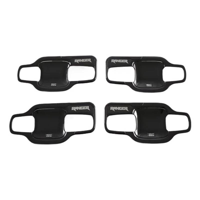 CNMNDE Auto-Türgriff-Schüssel-Abdeckung, Cup-Hohlraum-Verkleidung, passend for Ford, Ranger Everest 2023 2024, Einsatz-Fangform-Zubehör, Kohlefaser-Stil Griffschalen-Dekorationsaufkleber(Piano Black) von CNMNDE