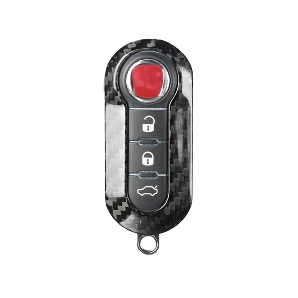 Schlüsselhülle Carbon Fiber Auto Remote Key Shell Cover Fob Fall Gehäuse Cap Kit Für 500L Für Panda Für Punto Für Bravo Für Punto Für Evo Für Abarth Auto Schlüsselgehäuse(Zwart) von CNMVCJSAR