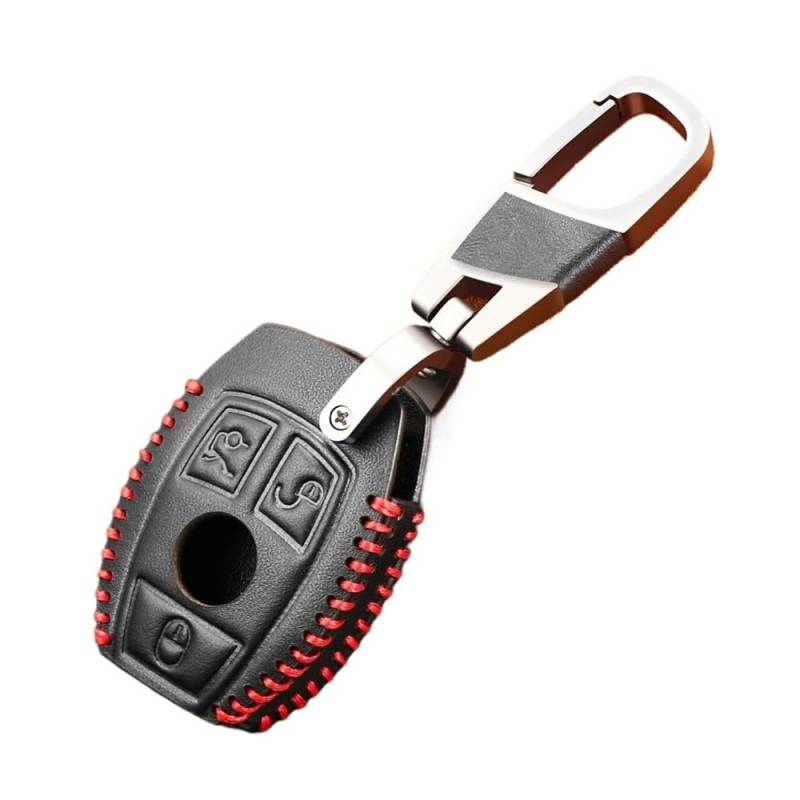 Schlüsselhülle Für CLS CLA GL R SLK Für AMG A B C S Klasse Leder Auto Schlüssel Abdeckung Schlüsselbund Fall Fernbedienung Halter Zubehör Auto Schlüsselgehäuse(Rood) von CNMVCJSAR