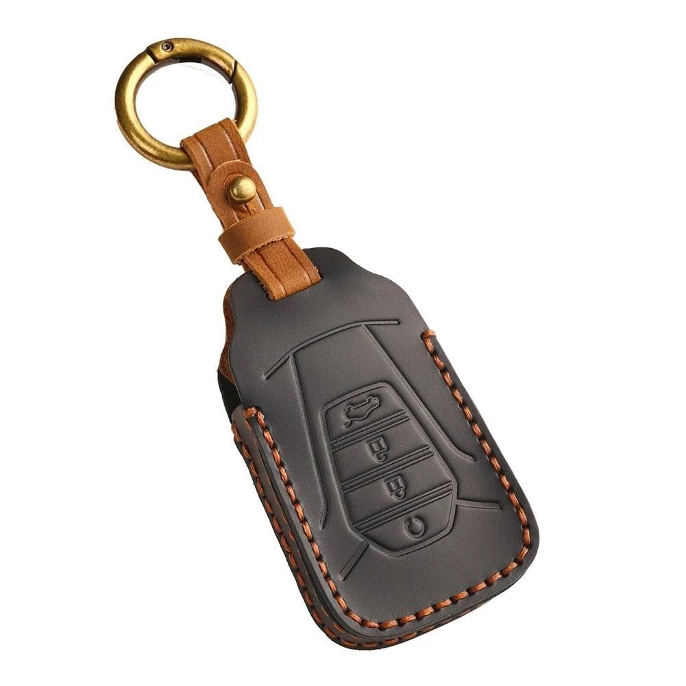 Schlüsselhülle Leder-Auto-Fernbedienungsschlüsselabdeckung Für Isuzu Für MU-X Für MUX Für MU X Für D-MAX 4-Tasten-Schwarzschlüsseletui Tropfenfest Verschleißfest Auto Schlüsselgehäuse von CNMVCJSAR