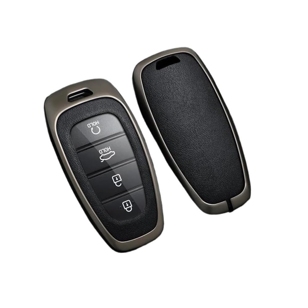 Schlüsselhülle Legierung Leder Auto Schlüssel Fall Abdeckung Für Hyundai Für Tucson Für Solaris Für Sonata Hybrid Nexo NX4 Für Santafe Dn8 2020 2021 2022 Auto Schlüsselgehäuse(Zwart) von CNMVCJSAR