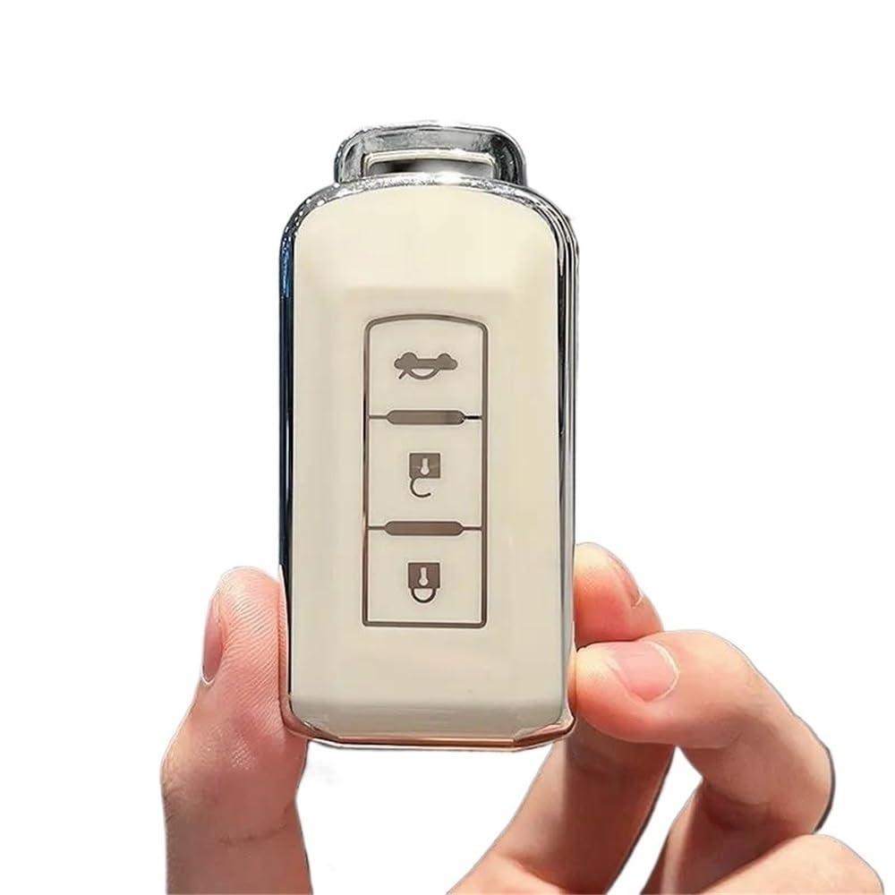 Schlüsselhülle TPU Auto Fernbedienung Schlüssel Fall Abdeckung Shell Für Mitsubishi Für Outlander ASX Für Pajero Für Lancer Sport 3 Tasten Smart Keyless Fob Auto Schlüsselgehäuse(Wit) von CNMVCJSAR