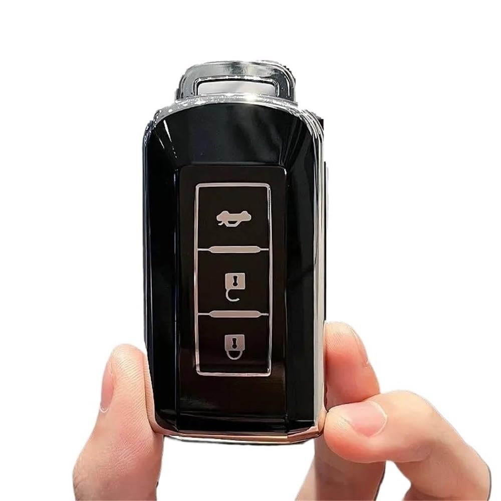 Schlüsselhülle TPU Auto Fernbedienung Schlüssel Fall Abdeckung Shell Für Mitsubishi Für Outlander ASX Für Pajero Für Lancer Sport 3 Tasten Smart Keyless Fob Auto Schlüsselgehäuse(Zwart) von CNMVCJSAR
