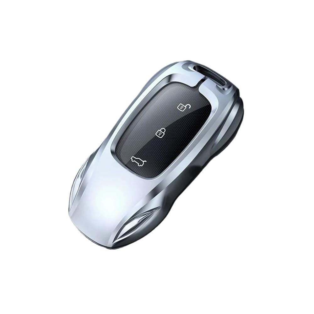 Schlüsselhülle Zinklegierung Silber Autoschlüssel Schutzschale Cartoon Smart Remote Key Cover Autozubehör Für LiXiang L9 L8 Pro L7 2019-2023 Auto Schlüsselgehäuse(Silver Style A) von CNMVCJSAR
