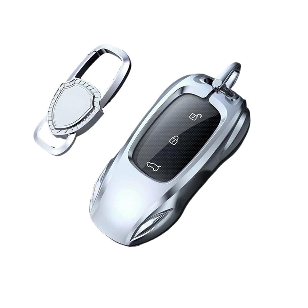 Schlüsselhülle Zinklegierung Silber Autoschlüssel Schutzschale Cartoon Smart Remote Key Cover Autozubehör Für LiXiang L9 L8 Pro L7 2019-2023 Auto Schlüsselgehäuse(Silver Style A -1) von CNMVCJSAR