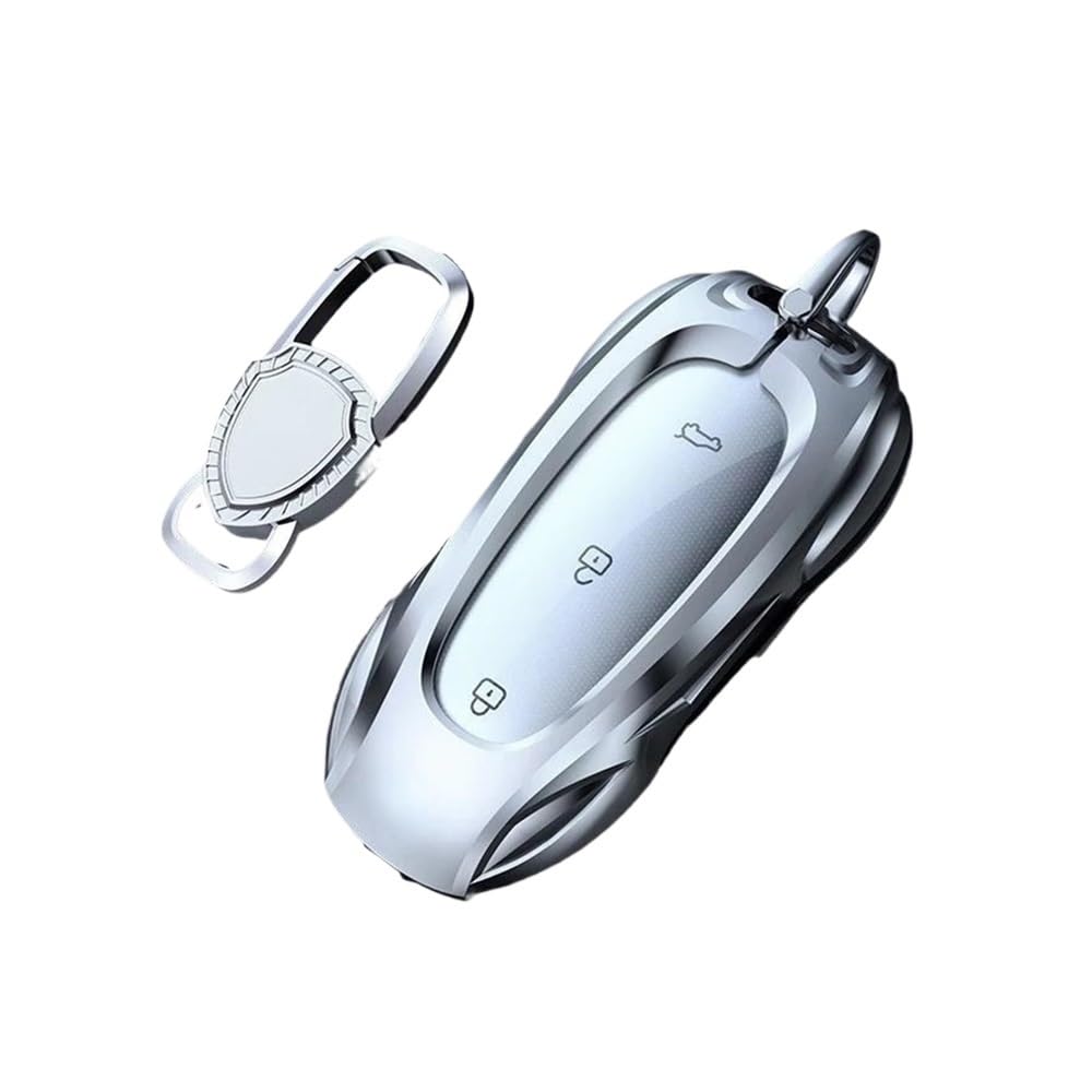 Schlüsselhülle Zinklegierung Silber Autoschlüssel Schutzschale Cartoon Smart Remote Key Cover Autozubehör Für LiXiang L9 L8 Pro L7 2019-2023 Auto Schlüsselgehäuse(Silver Style b -1) von CNMVCJSAR