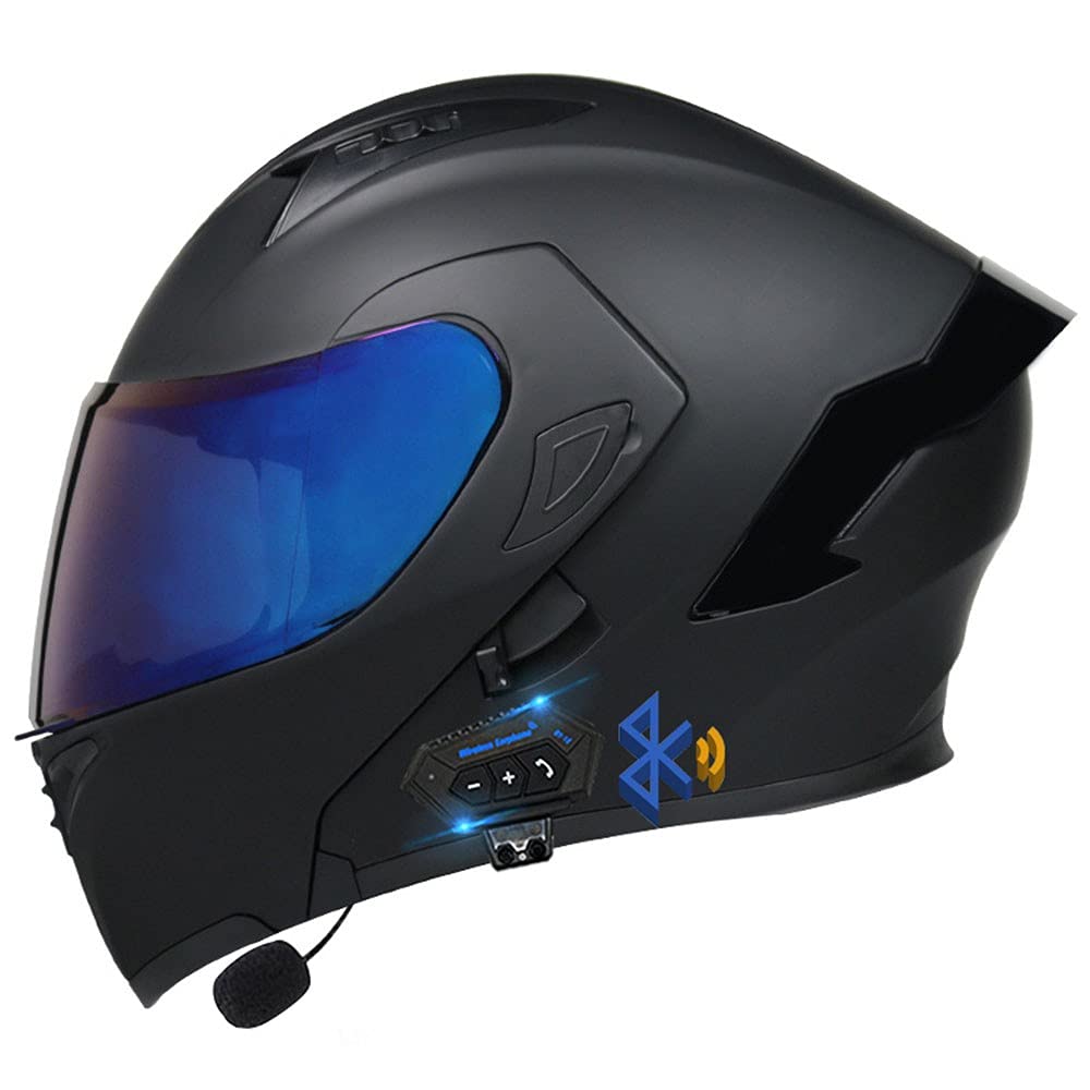 Motorrad Integrierter Bluetooth-Helm, Motorrad-Klapphelm Mit Anti-Fog-Doppelscheib, ECE-geprüft, Mehrluftkanaldesign, Belüftung Und Wärmeableitung, Abnehmbare Auskleidung von CNNGU