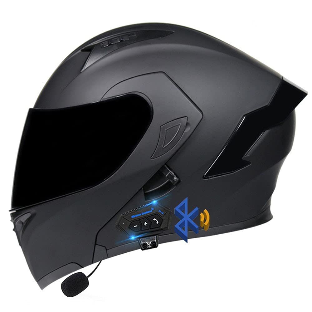 Motorrad Integrierter Bluetooth-Helm, Motorrad-Klapphelm Mit Anti-Fog-Doppelscheib, ECE-geprüft, Mehrluftkanaldesign, Belüftung Und Wärmeableitung, Abnehmbare Auskleidung von CNNGU