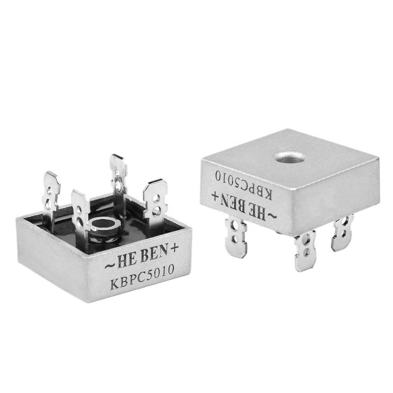 2Pcs Three Phase Rectifiers Bridge Pile KBPC5010 1000V Diode Aluminum Metal Case 3 Phase Diode Bridge von CNTUSRXT