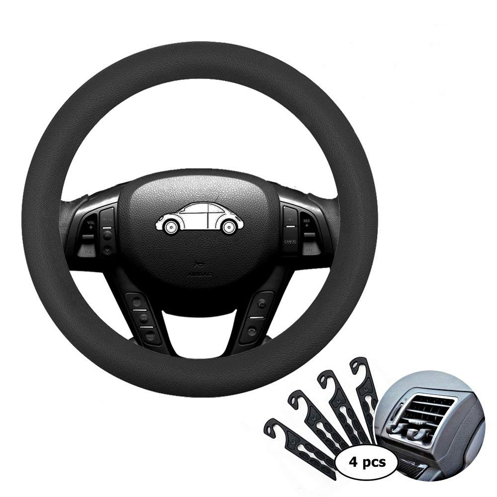 CNYMANY Silikon Auto Lenkradhülle Lenkrad Abdeckung Lenkradbezug 13" -15" / 33-38cm, mit 4 Stück Entlüftungshaken - Schwarz CNYMANY Silikon Auto Lenkradhülle Lenkrad Abdeckung Lenkradbezug 13" -15" / 33-38cm, mit 4 Stück Entlüftungshaken - Schwarz von CNYMANY