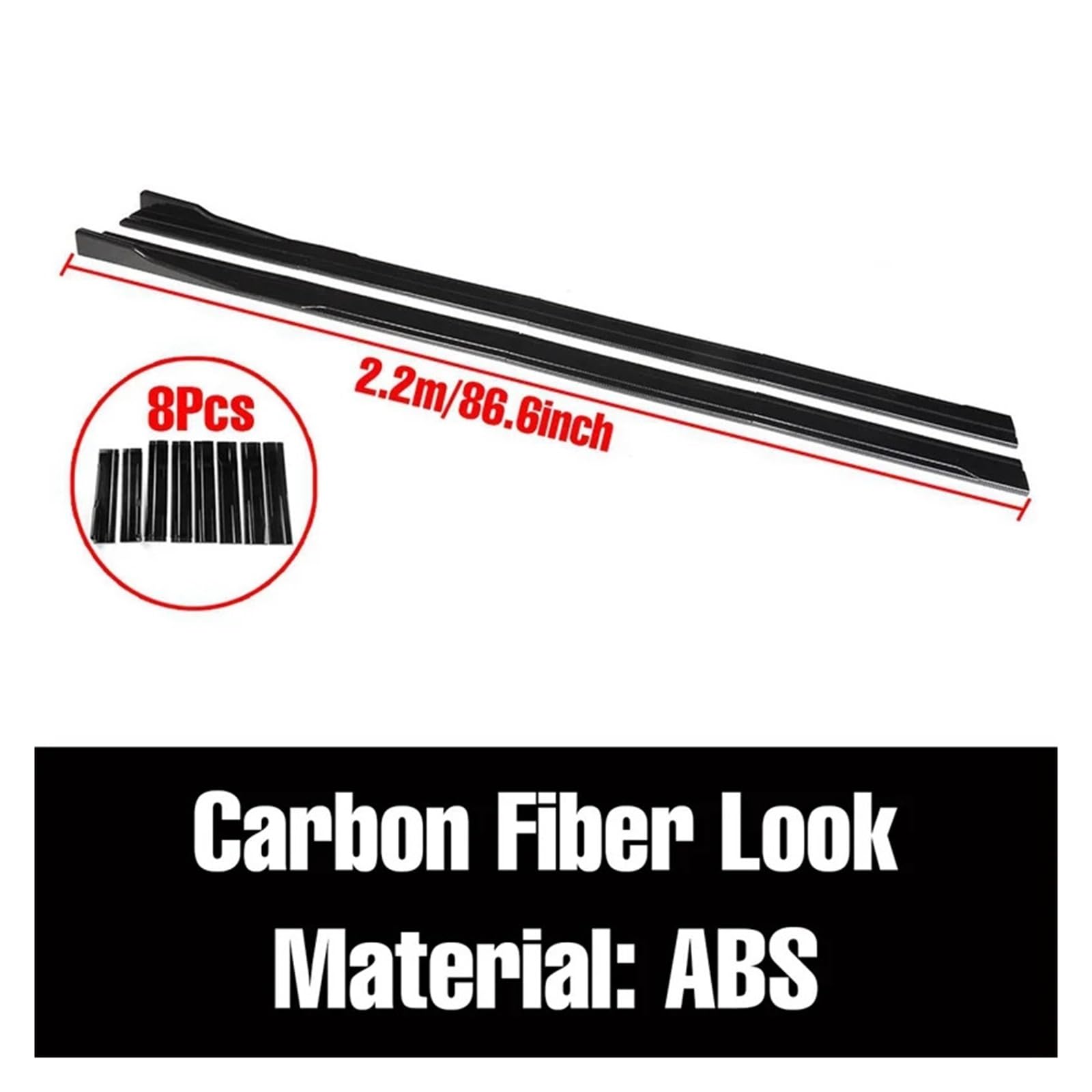 Auto-Seitenschweller, 2,2 m Seitenschweller-Verlängerung, Rocker-Splitter, Diffusor, Winglet-Flügel, kompatibel for VW Golf MK7 MK7.5 GTI/GTD/R-Modelle 2014–2019(Carbon Fiber Look) von CNZLUVNS