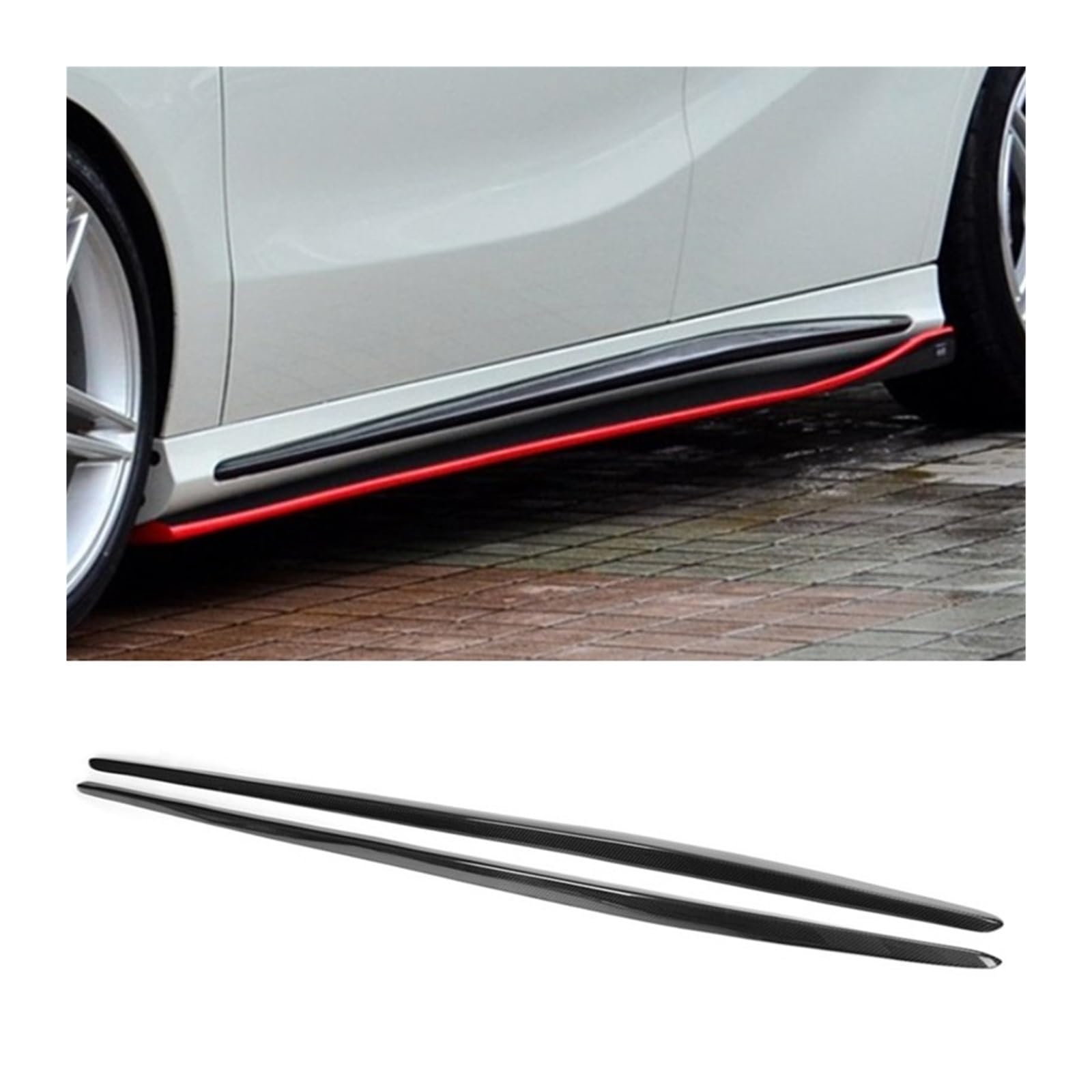 Auto-Seitenschweller, 2 Stück Seitenschweller-Dekoration, kompatibel for Benz W117 CLA-Klasse CLA250 CLA260 CLA45 2013–2019, Karbonfaser-Körperverkleidungs-Aufkleberstreifen Auto-Seitenschweller, 2 Stück Seitenschweller-Dekoration, kompatibel for Benz W117 CLA-Klasse CLA250 CLA260 CLA45 2013–2019, Karbonfaser-Körperverkleidungs-Aufkleberstreifen von CNZLUVNS