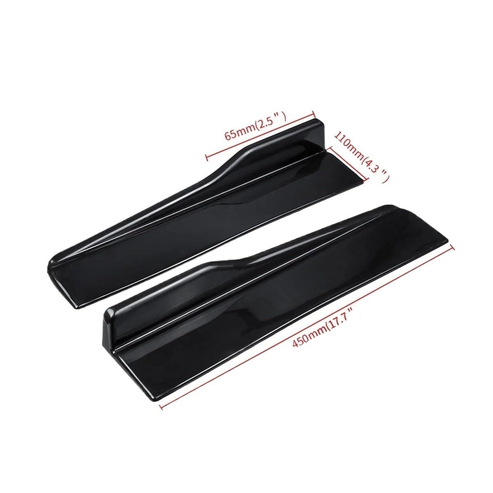 Auto-Seitenschweller, 45 cm Universal Auto Seitenschweller Rocker Splitter Winglet Wings Canard Diffusor Schaufel Dekorative kratzfeste Winglet-Schwarz(BLACK) von CNZLUVNS