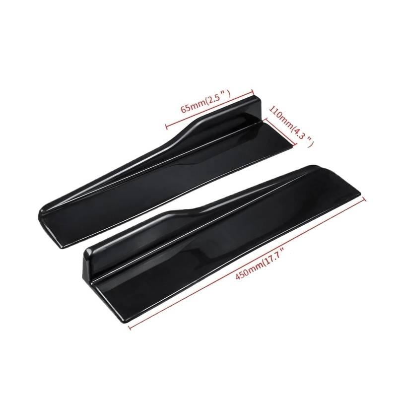 Auto-Seitenschweller, 45 cm Universal Auto Seitenschweller Rocker Splitter Winglet Wings Canard Diffusor Schaufel Dekorative kratzfeste Winglet-Schwarz(BLACK) von CNZLUVNS