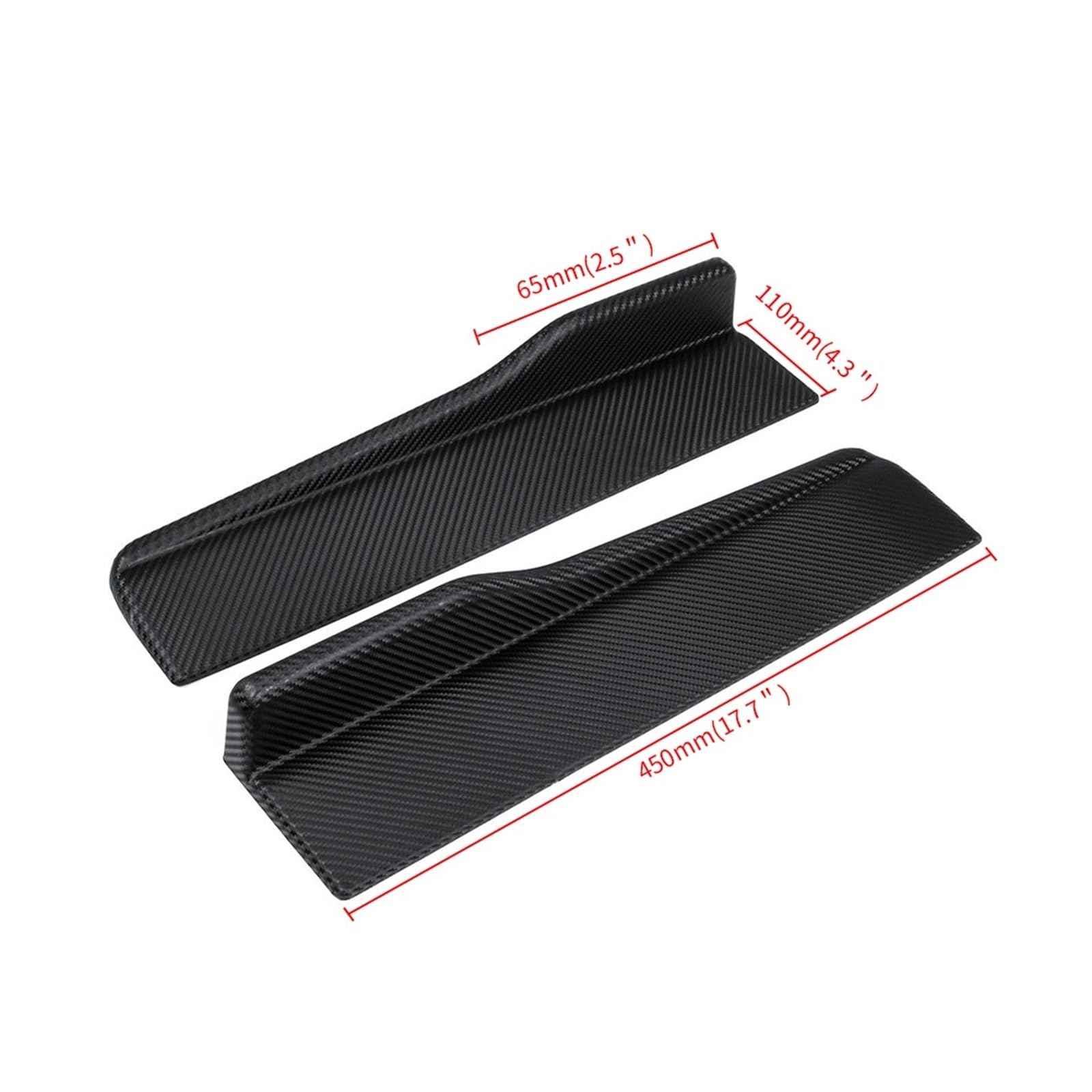 Auto-Seitenschweller, 45 cm Universal Auto Seitenschweller Rocker Splitter Winglet Wings Canard Diffusor Schaufel Dekorative kratzfeste Winglet-Schwarz(CARBON FIBER) von CNZLUVNS