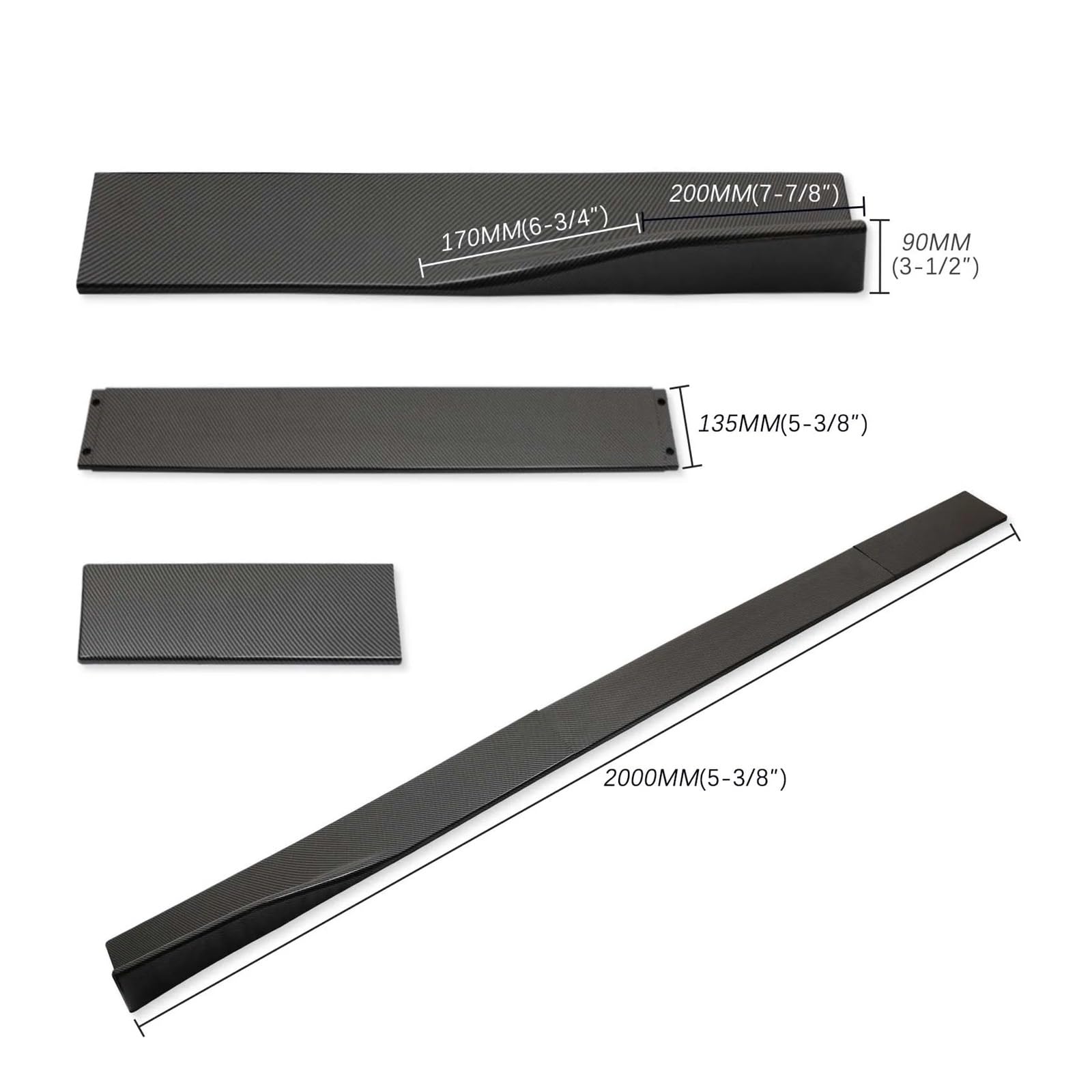 Auto-Seitenschweller, 6PCS 2M/2,2 M Universal Auto Seite Röcke Verlängerung Rocker Panels Lip Splitter Kompatibel for Benz for honda for Audi Winglet Splitter Lip(2m) von CNZLUVNS