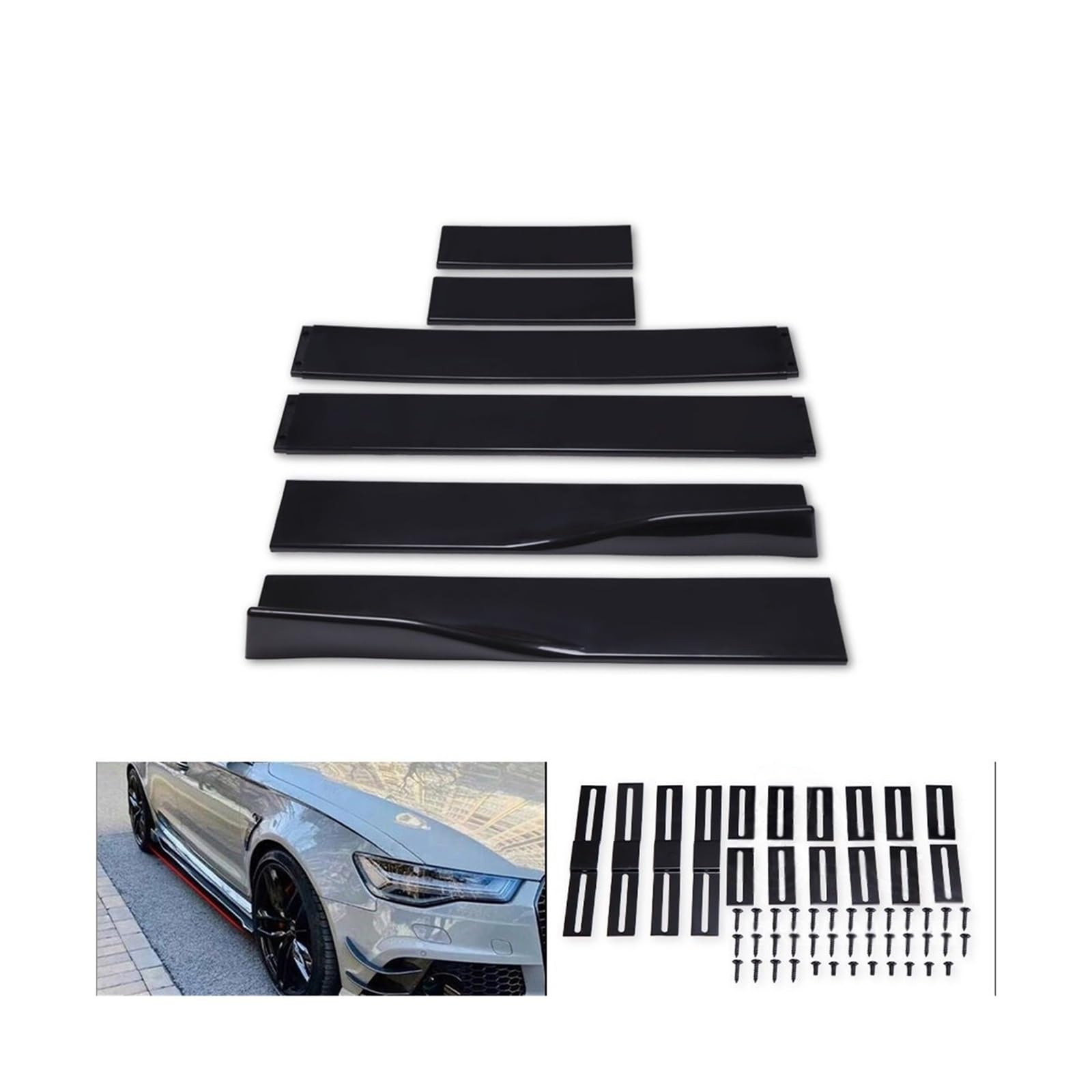 Auto-Seitenschweller, 6PCS 2m Universal Seitenschweller Verlängerung Rocker Panels Lip Flügel Splitter Auf Autoscooter Styling Kompatibel for BWM f30 Vorne for VW Auto-Seitenschweller, 6PCS 2m Universal Seitenschweller Verlängerung Rocker Panels Lip Flügel Splitter Auf Autoscooter Styling Kompatibel for BWM f30 Vorne for VW von CNZLUVNS