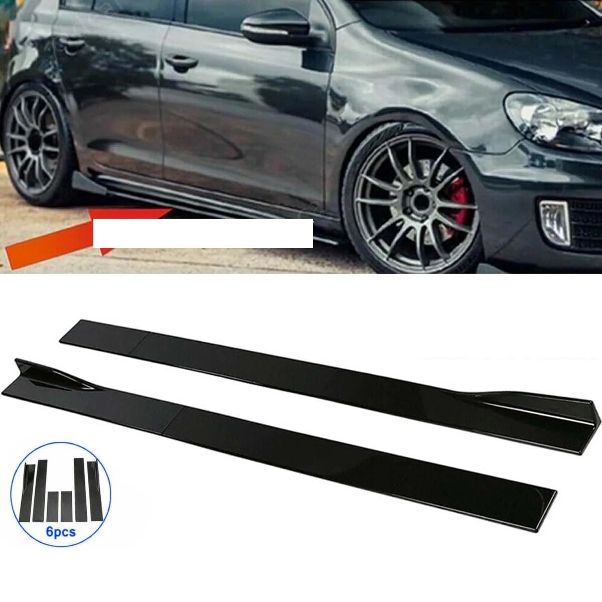 Auto-Seitenschweller, 78,7"/86,6" Seitenschweller kompatibel for VW Jetta MK6 Golf MK7 GTI Verlängerungssplitter Schürze Lippensplitter Winglet Autozubehör(86.6in Black) von CNZLUVNS