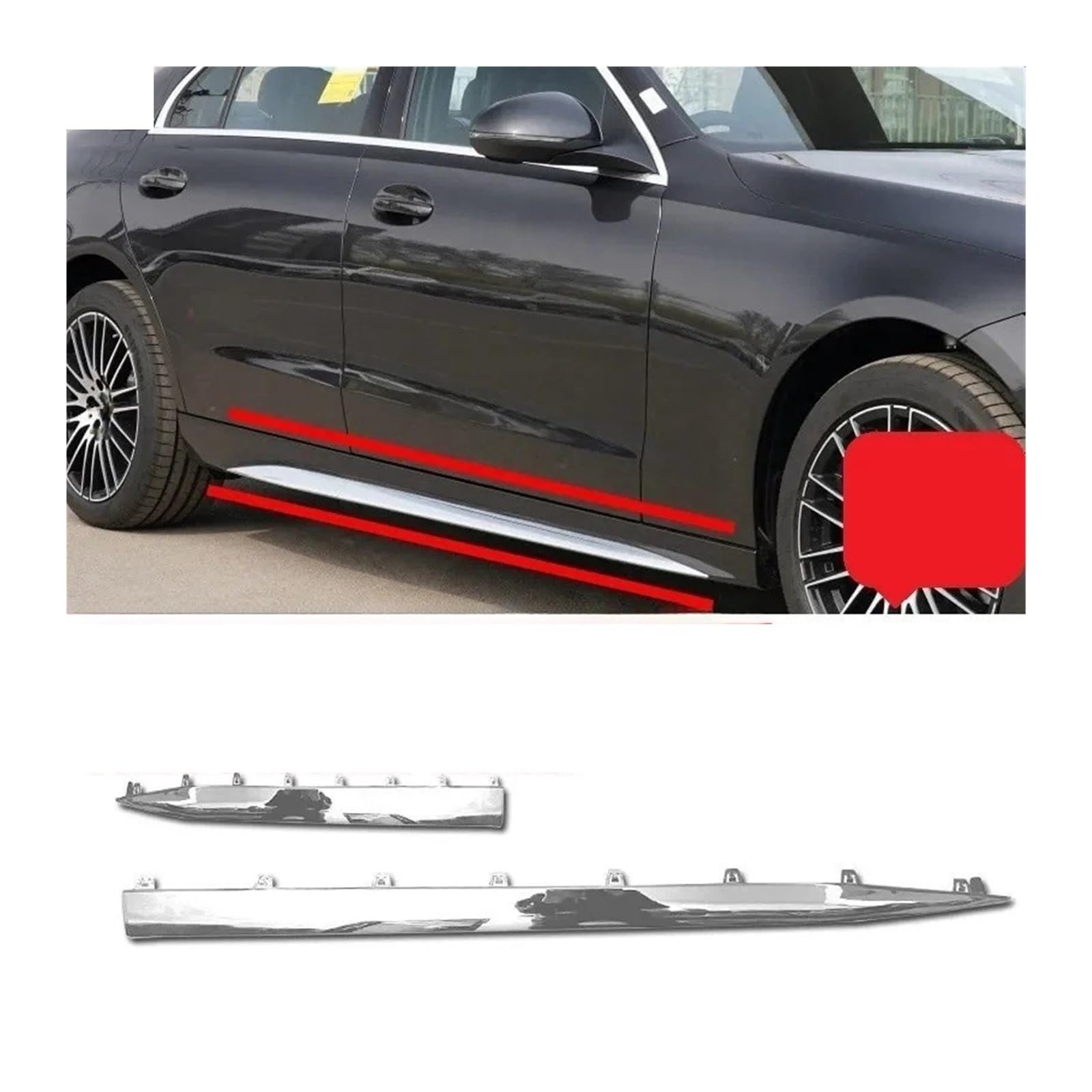 Auto-Seitenschweller, Autotür Chrom Zierstreifen Seitenschweller kompatibel for Mercedes Benz C-Klasse W206 2022–2023(Dark Grey) von CNZLUVNS