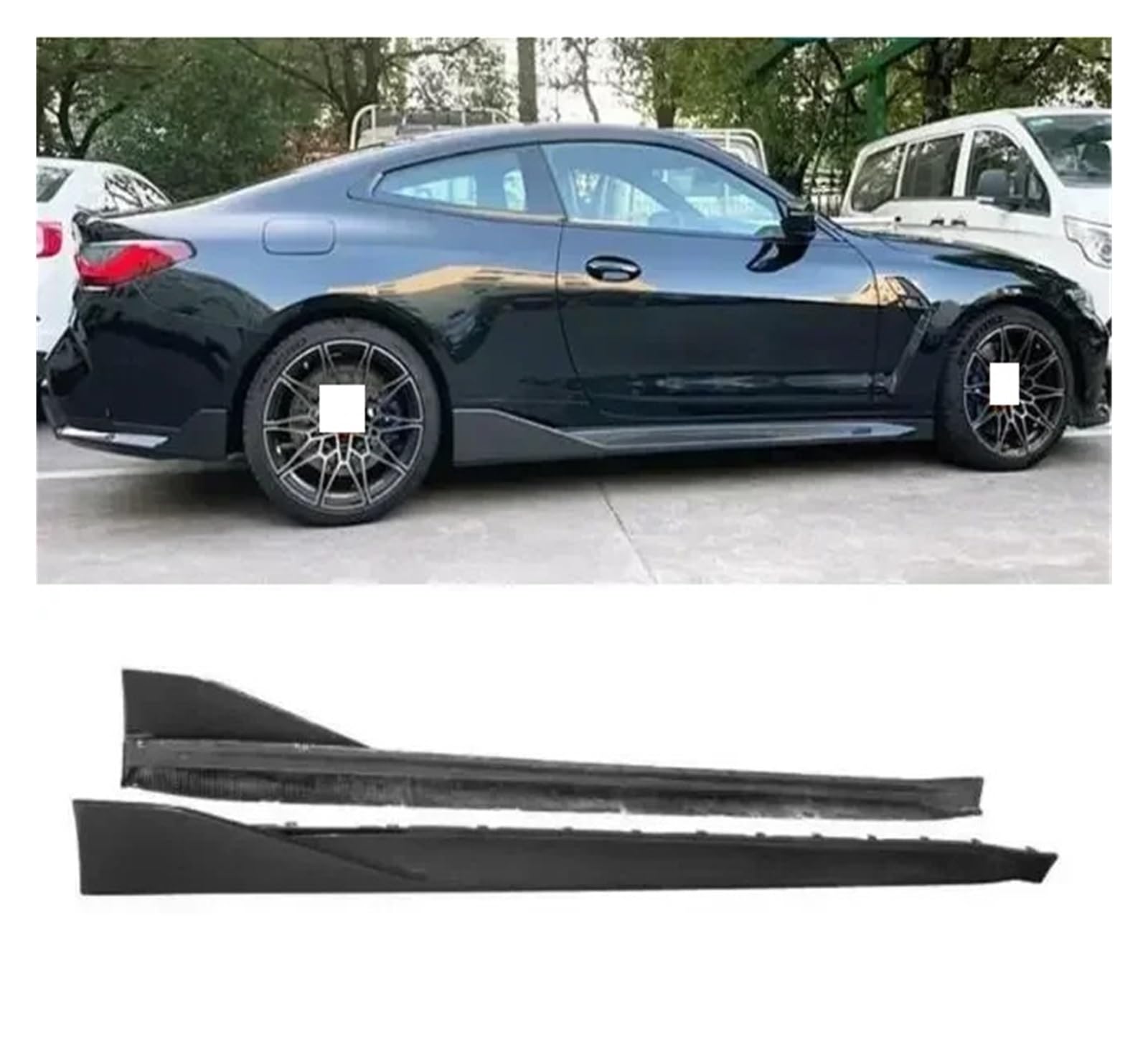 Auto-Seitenschweller, Body Kits Kompatibel for BMW G80 G82 M3 M4 2021 2022 2023 Real Carbon Fiber Seite Röcke Schürzen Verlängerung Lip 2 Teile/Satz(for 3 Carbon) von CNZLUVNS