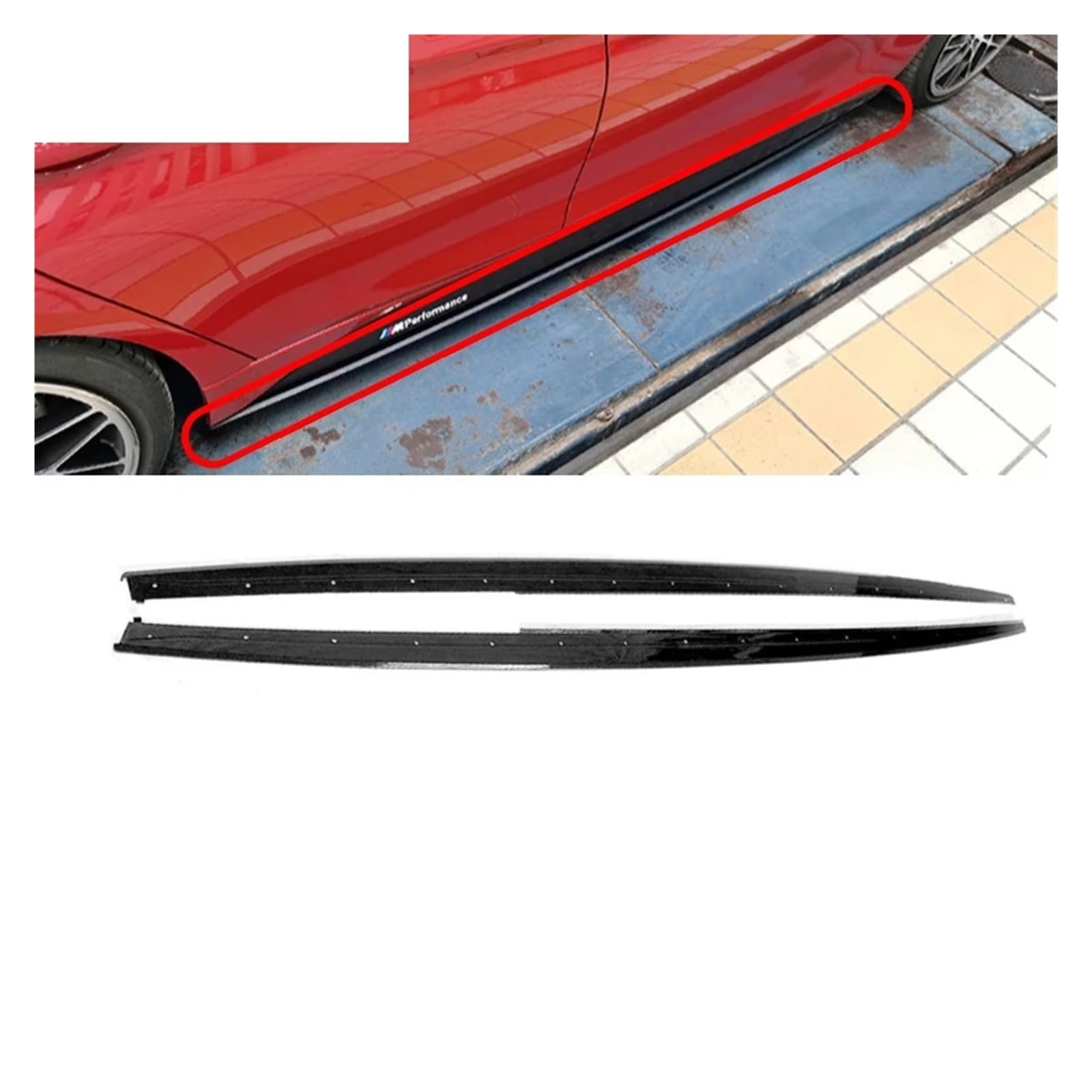 Auto-Seitenschweller, F30 P Sport Seitenschwellerverlängerung Auto Winglet Splitter Lippe kompatibel for BMW F30 3er F35 F80 M3 2013–2019 Seitenschweller-Bodykit(Carbon Fiber Look) von CNZLUVNS