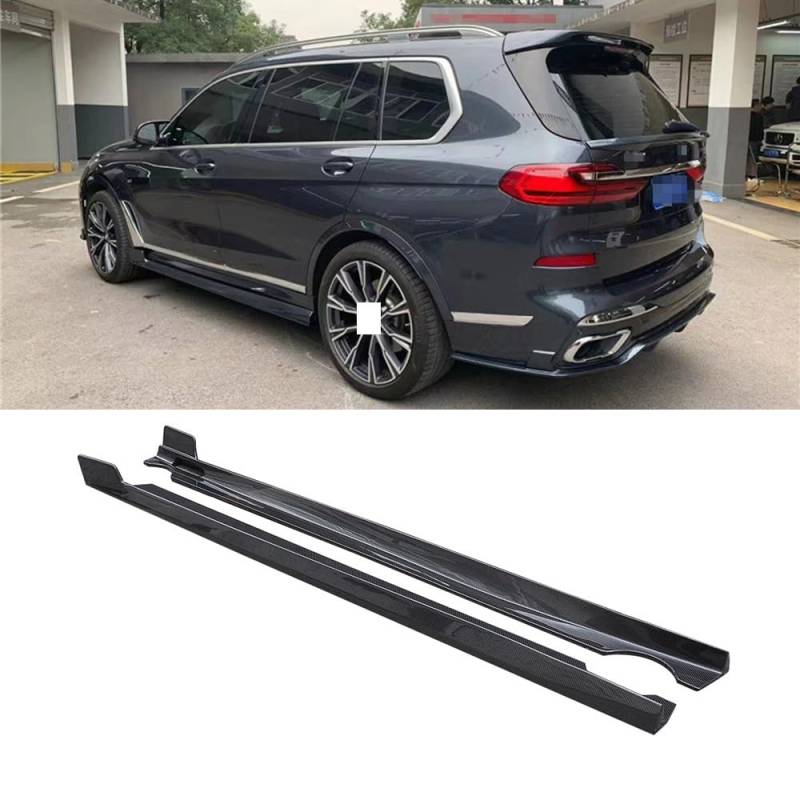 Auto-Seitenschweller, Kompatibel Compatible For BMW X7 G07 SPORT 2019–2021, Carbon-Faser-Seitenschweller, Verlängerungslippe, Schürzen, Auto-Tuning(Carbon Fiber) von CNZLUVNS