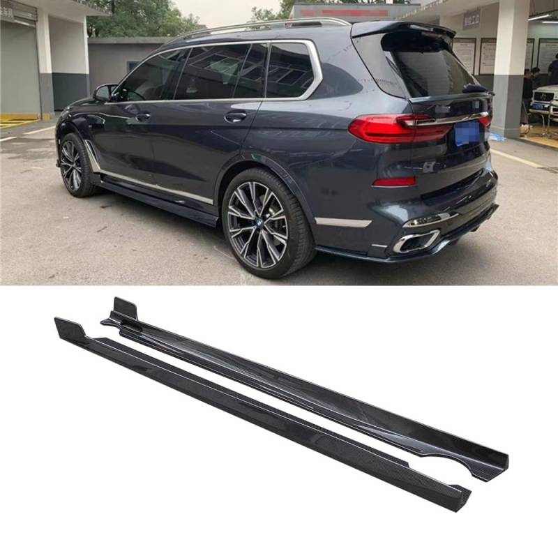 Auto-Seitenschweller, Kompatibel Compatible For BMW X7 G07 SPORT 2019–2021, Carbon-Faser-Seitenschweller, Verlängerungslippe, Schürzen, Auto-Tuning(Fiberglass) von CNZLUVNS