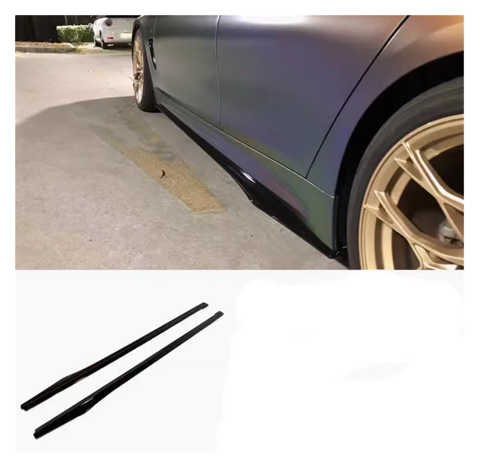 Auto-Seitenschweller, Kompatibel for BMW 3er-Serie 4er-Serie F30 F35 F32 F33 F36 2014–2022, ABS, leuchtend schwarz, Auto-Stoßstangenlippe, Seitenschweller, Spoiler-Abdeckung(BMW F32 F33 F36) von CNZLUVNS