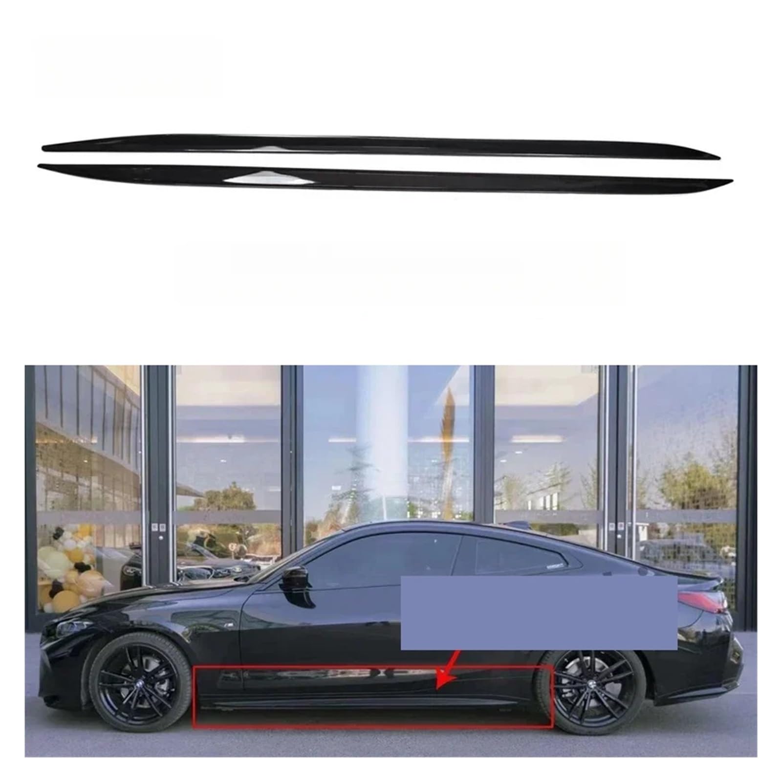 Auto-Seitenschweller, Kompatibel for BMW 4er G22 G23 AC Style Seitenstoßstangenverlängerung Seitenschweller Karosserie-Modifikationszubehör 2021 2022 2023 2024(Gloss Black) von CNZLUVNS