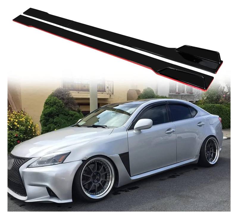Auto-Seitenschweller, Kompatibel for Chevrolet Malibu 2010–2021, 78,7 Zoll Seitenschweller, Splitter, Spoilerlippe, Rocker-Panel-Erweiterungen, Body-Kit, Auto-Stoßstangen(Black with Red side) von CNZLUVNS