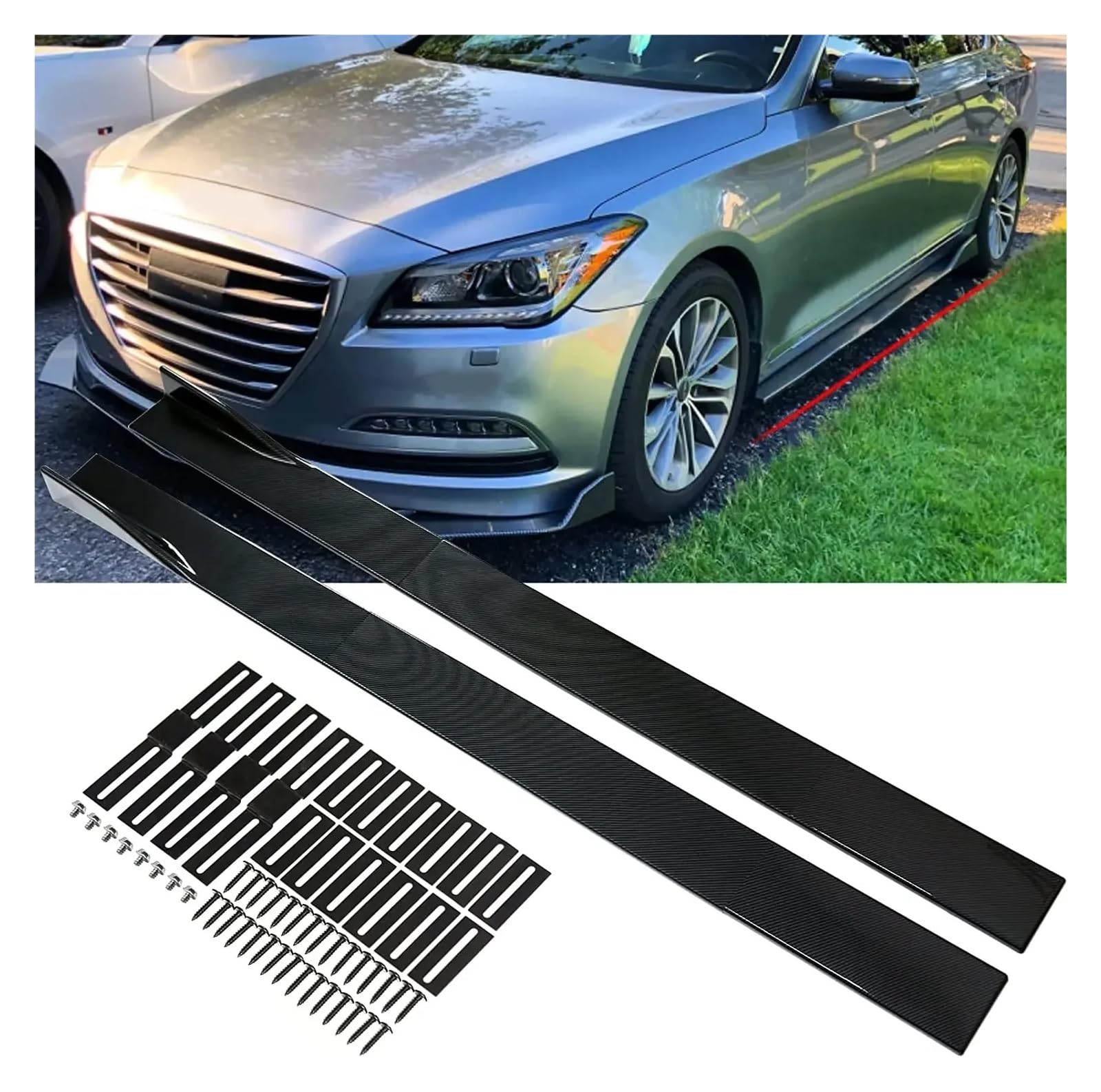 Auto-Seitenschweller, Kompatibel for Chevrolet Malibu 2010–2021, 78,7 Zoll Seitenschweller, Splitter, Spoilerlippe, Rocker-Panel-Erweiterungen, Body-Kit, Auto-Stoßstangen(Carbon Fiber) von CNZLUVNS