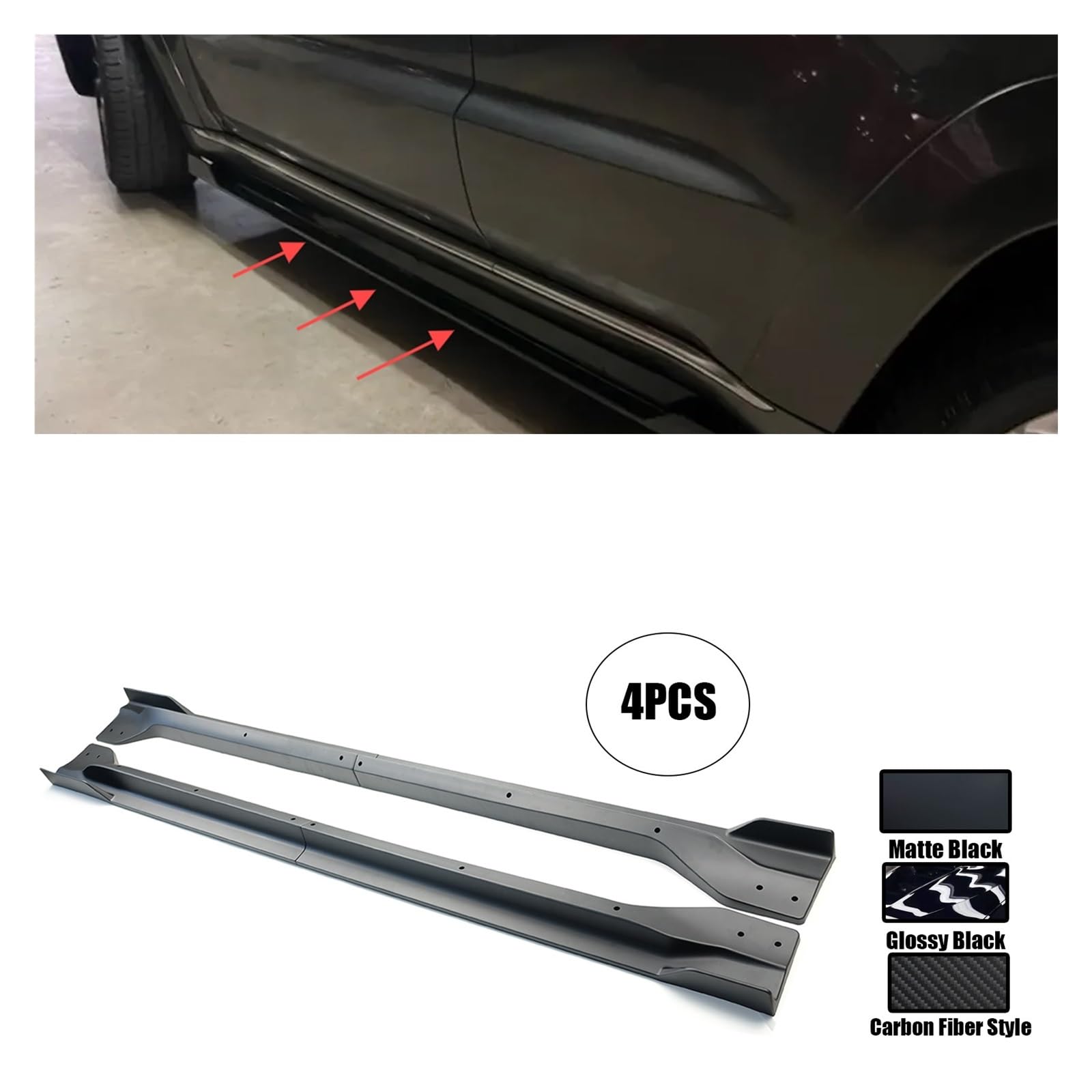 Auto-Seitenschweller, Kompatibel for Jeep Grand Cherokee Altitude/Laredo/Limited/Overland/Summit/Trailhawk 2014–2022. 4 Stück Auto-Seitenschweller-Verlängerungs-Splitter(Matte Black) von CNZLUVNS