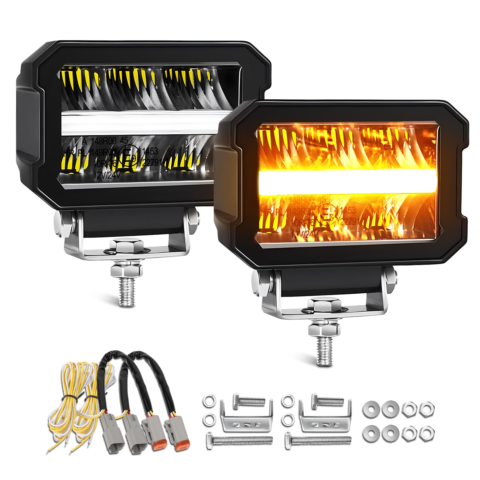 2 Stück LED Zusatzscheinwerfer 12/24V - 4x4 46W 13920LM 4,6 Zoll Arbeitsscheinwerfer mit ECE Zulassung IP68 Scheinwerfer für Traktor Offroad Auto Bagger SUV ATV LKW (4,6 Zoll 2 Stück) von CO LIGHT