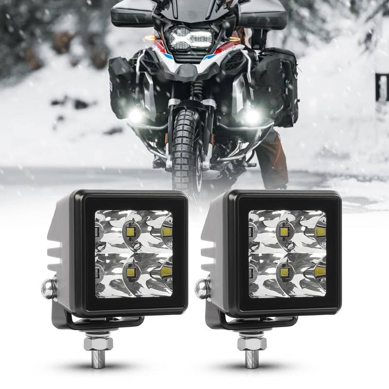 CO LIGHT 2 Stück 54W Motorrad LED Zusatzscheinwerfer 12V 24V 6500K Quadratischer LED Zusatzscheinwerfer,Kompatibel mit Dirt Bikes, Trucks, ATVs, UTVs von CO LIGHT
