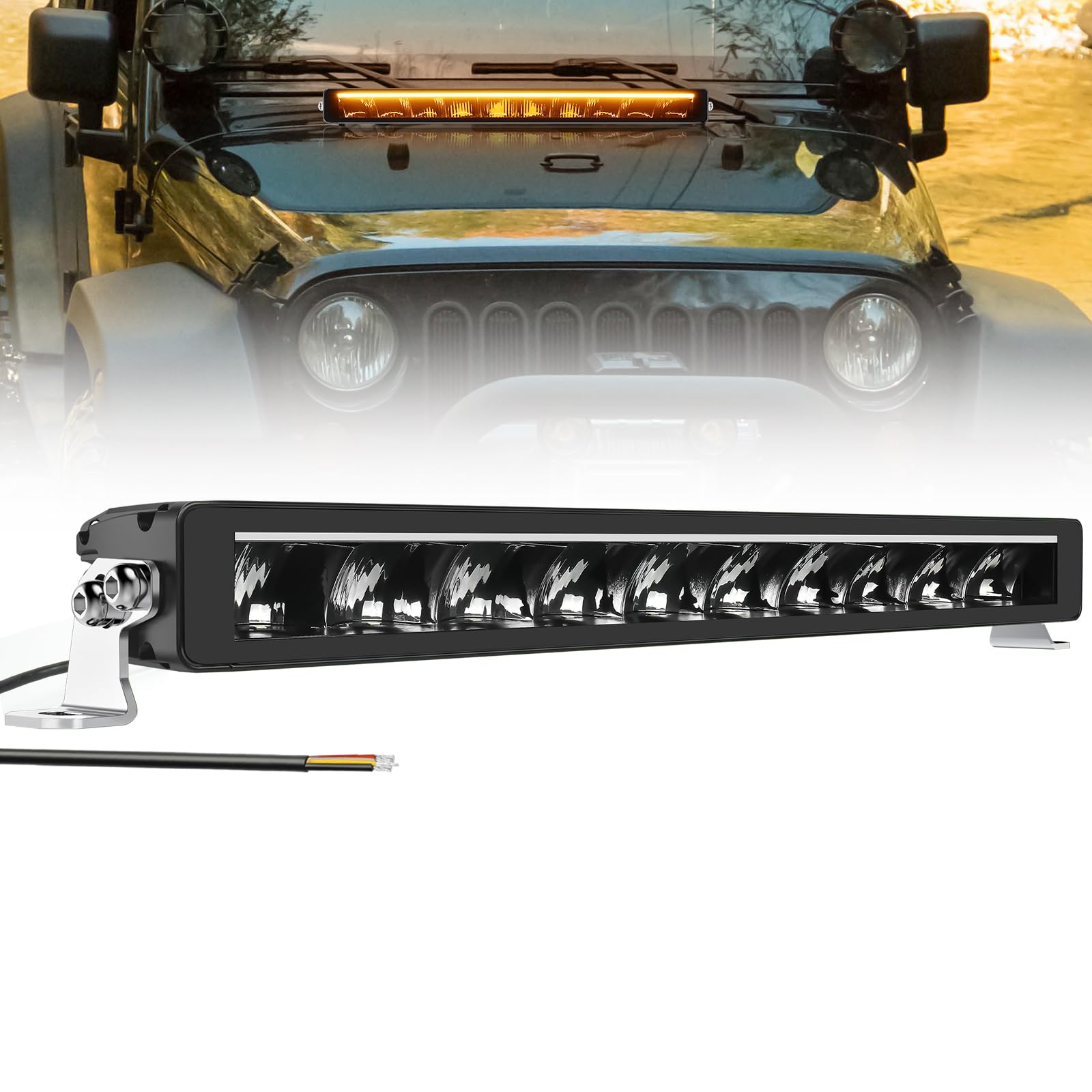 CO LIGHT 21 Zoll Einreihig Driving Light Bar Arbeitsscheinwerfer Bar 12V Led Scheinwerfer Bar Lightbar Offroad mit weiß Amber Positionslicht für Auto SUV LKW CO LIGHT 21 Zoll Einreihig Driving Light Bar Arbeitsscheinwerfer Bar 12V Led Scheinwerfer Bar Lightbar Offroad mit weiß Amber Positionslicht für Auto SUV LKW von CO LIGHT