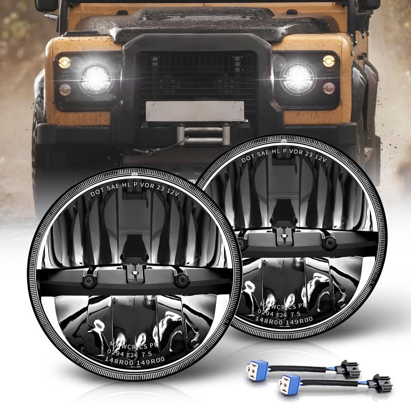 CO LIGHT 2PCS 7 Zoll LED Scheinwerfer, 12/24v 7'' Rund LED Frontscheinwerfer 120W 24000LM DRL IP68 E9 Scheinwerfer für Wrangler JK LJ TJ CJ HUMER(J004C-2PCS) von CO LIGHT